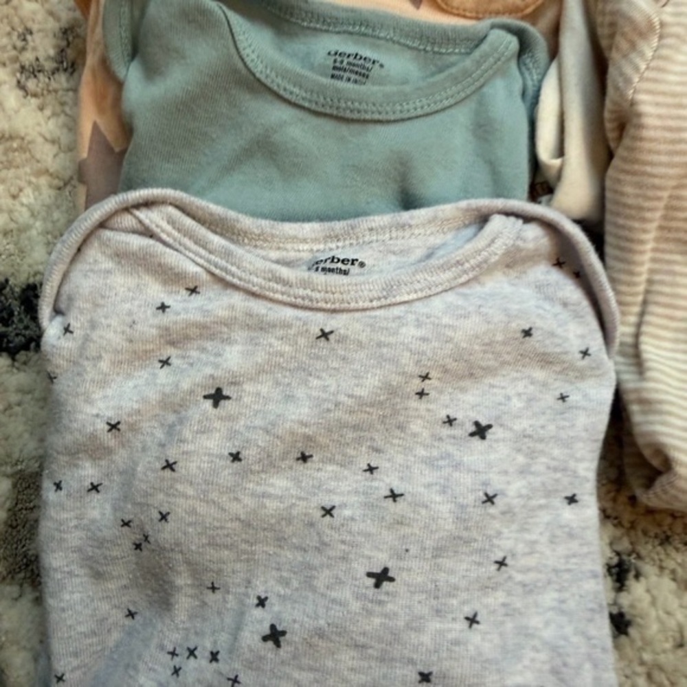 Gerber Baby Bodysuits - Cream, Tan, Blue - Picture 6 of 6